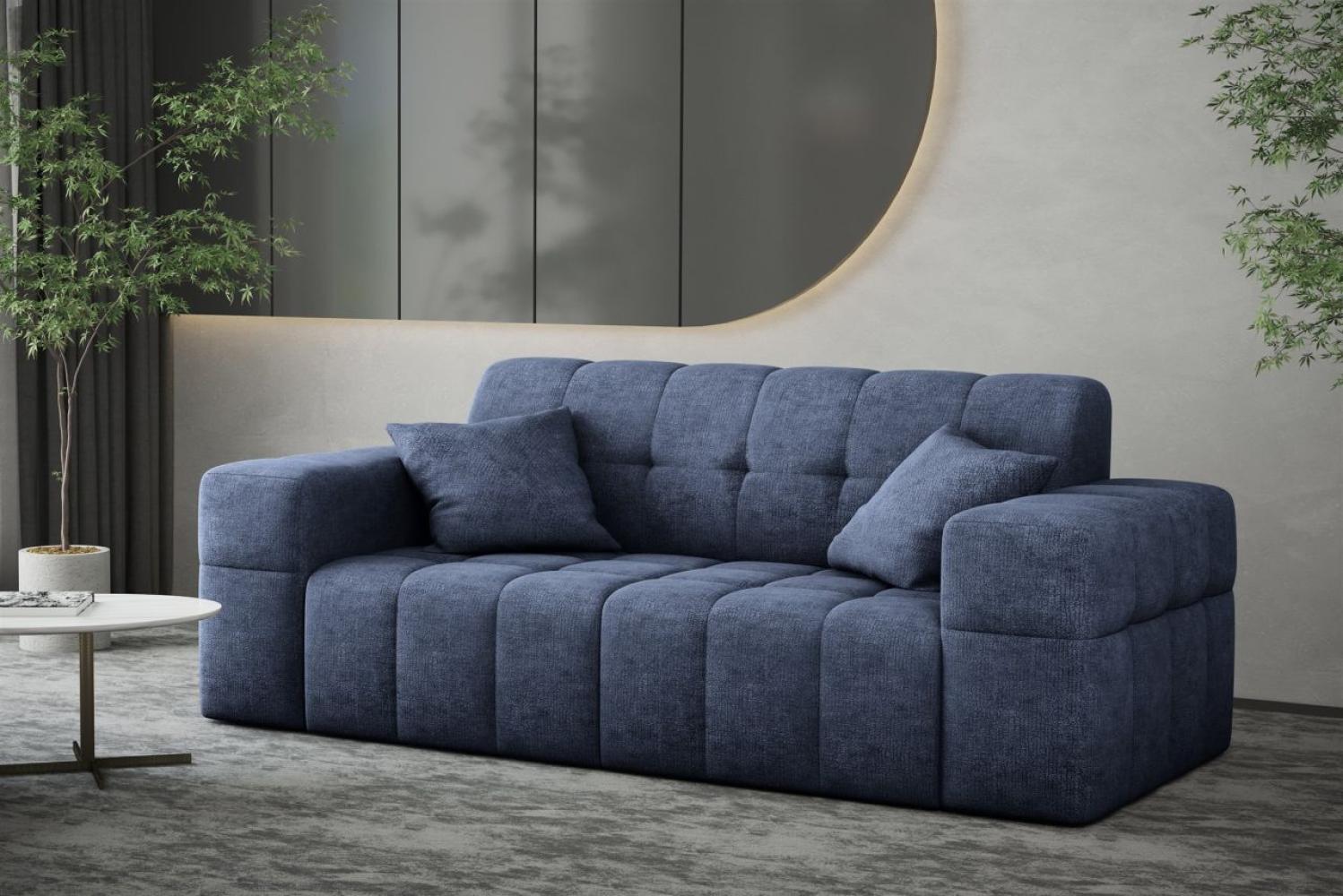 Sofa Designersofa NANCY 2-Sitzer in Stoff Perfekt Harmony Marineblau Bild 1