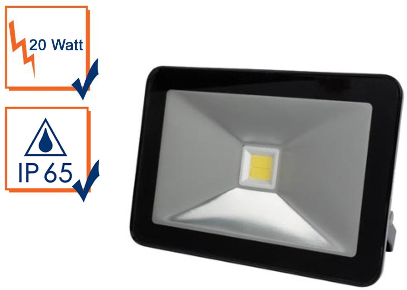 20 Watt LED Strahler ALU, 4000 Kelvin Neutralweiß, IP65, 13x18cm Bild 1