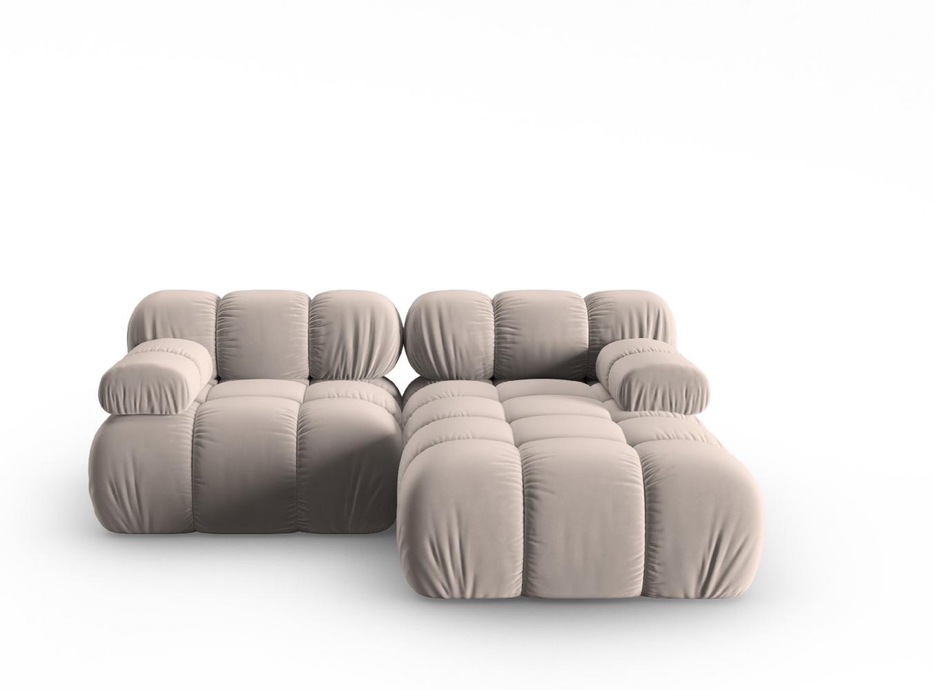 Micadoni Modulares Ecksofa Bellis 3-Sitzer Rechts Samtstoff Beige Bild 1