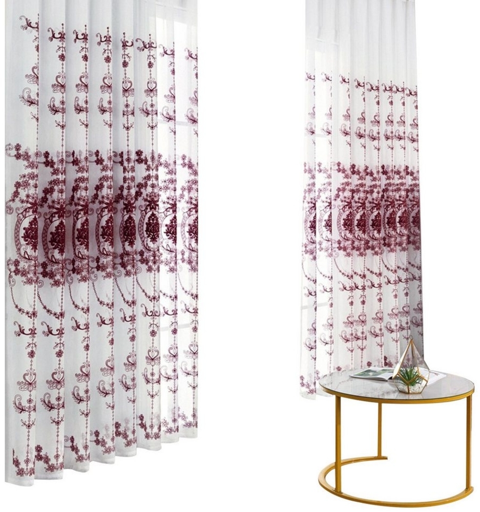 BYSURE Vorhang Blumen Stickerei Vorhänge (2 St), Ösen, transparent, Voile, Bestseller, Gardine, 2 Set Ösenvorhang, Fensterschal für Wohnzimmer Bild 1