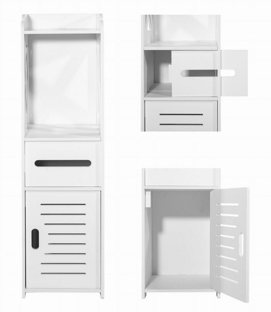 Home Collective Hochschrank Badezimmerschrank, Platzsparend, Schmal, Papierfach, Schrank für Bad 25 x 22 x 80 cm, mit 4 geräumigen Regalen, in weiß Bild 1