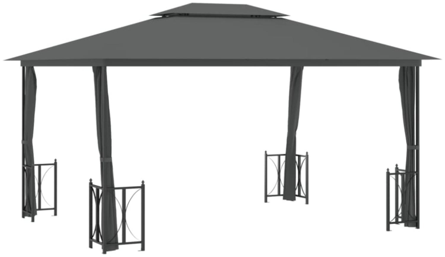 vidaXL Pavillon mit Seitenwänden & Doppeldach, Stahl/Polyester Anthrazit, 3x4 m Bild 1