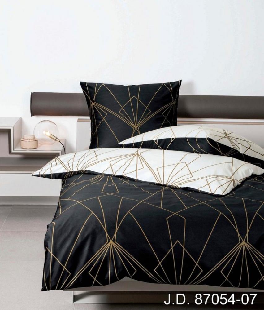 Janine Mako Satin Bettwäsche 3 teilig Bettbezug 240 x 220 cm Kopfkissenbezug 80 x 80 cm J. D. 87054-07 bronzebraun schwarz Bild 1