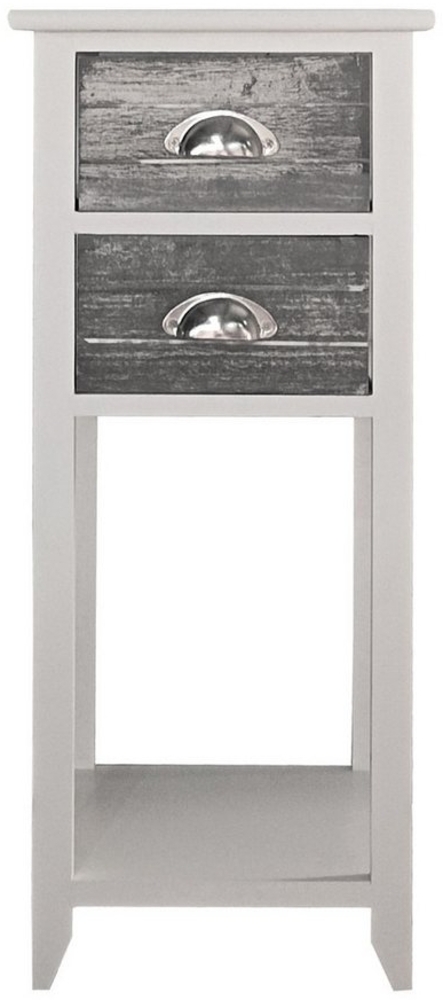 HTI-Living Beistelltisch Beistelltisch 2 Schubladen Mia Landhaus Weiß Grau (Stück, 1-St, 1 Beistelltisch), Blumenhocker Telefontisch Bild 1