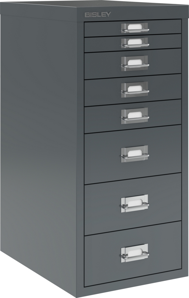 Bisley Multidrawer Schubladenschrank aus Metall mit 8 Schubladen DIN A4 ohne Sockel - Farbe: Anthrazitgrau, L298-634 Bild 1