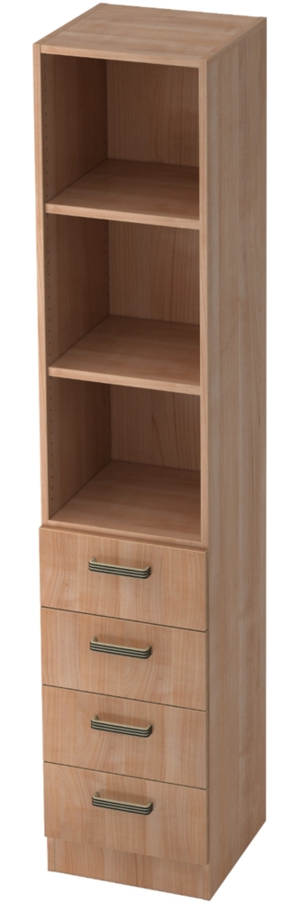 bümö office Aktenschrank Regal mit Schubladen, Büroschrank schmal aus FSC-Holz, 40cm breit in Nussbaum - Aktenregal & Schubladenschrank mit Relinggriffen, Büro Möbel Schrank System, 7600-N-N-SG Bild 1