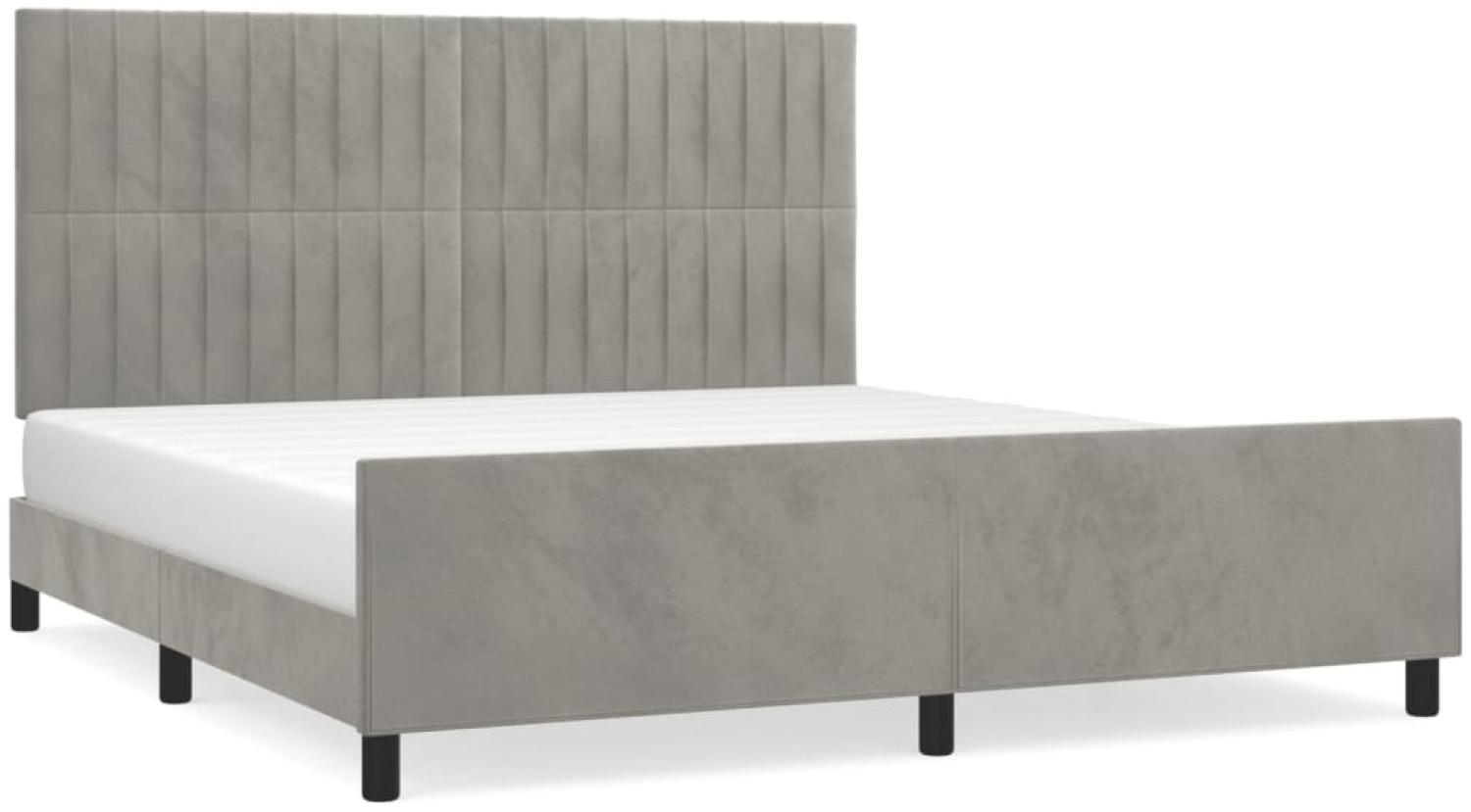 vidaXL Bettgestell mit Kopfteil Hellgrau 160x200 cm Samt, Härtegrad: H2 [3125885] Bild 1