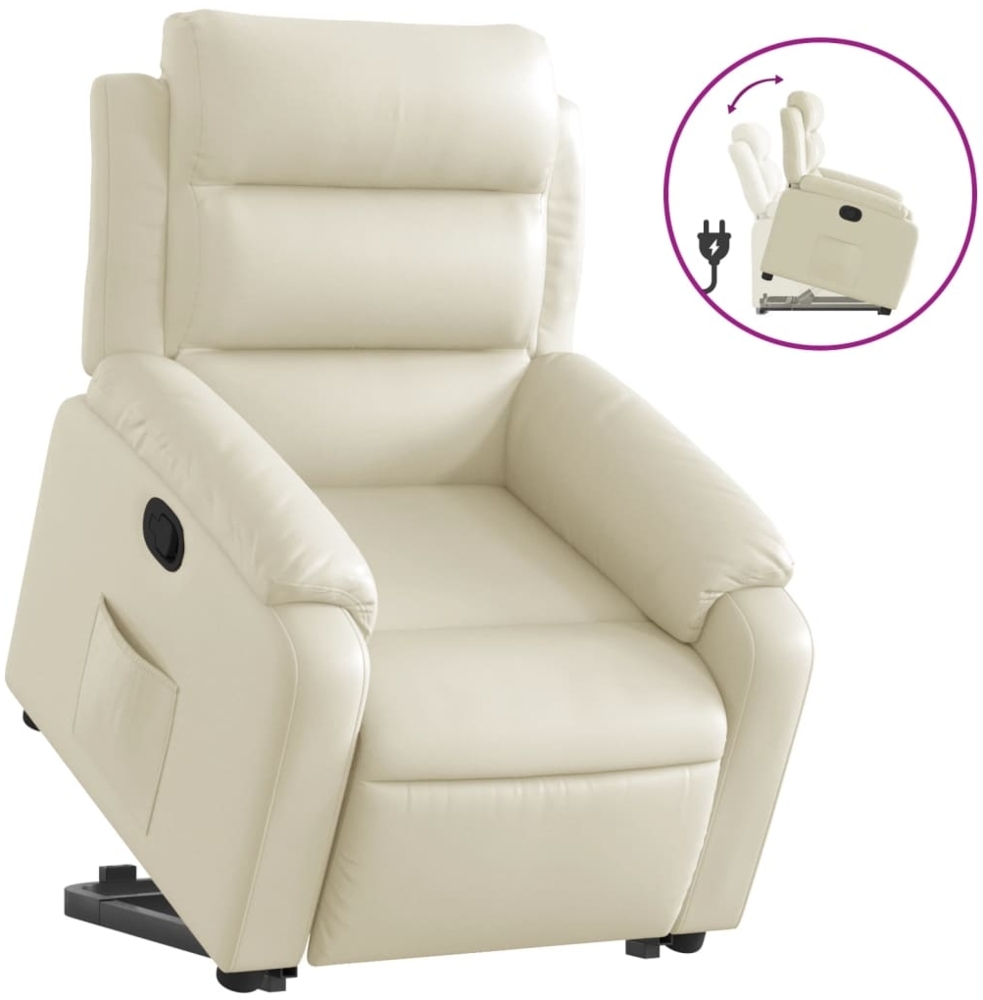 vidaXL Relaxsessel mit Aufstehhilfe Creme Kunstleder 3205043 Bild 1