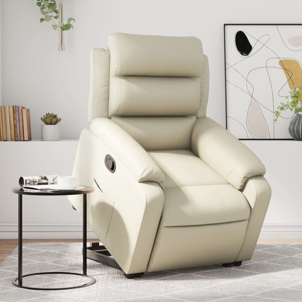 vidaXL Relaxsessel mit Aufstehhilfe Creme Kunstleder 3205043 Bild 1