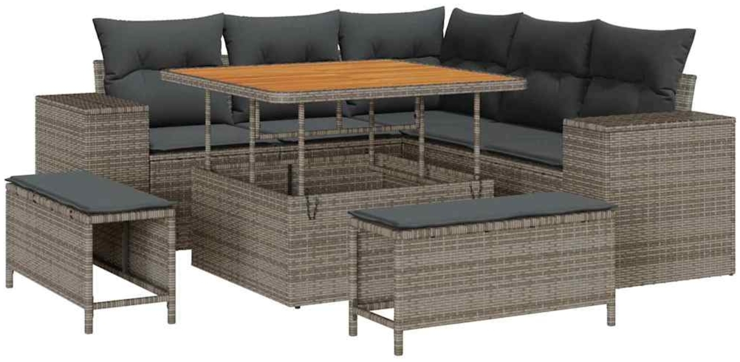 vidaXL Garten-Sofa-Set mit Kissen 8 pcs Grau 100 x 100 x 71 cm 3363948 Bild 1