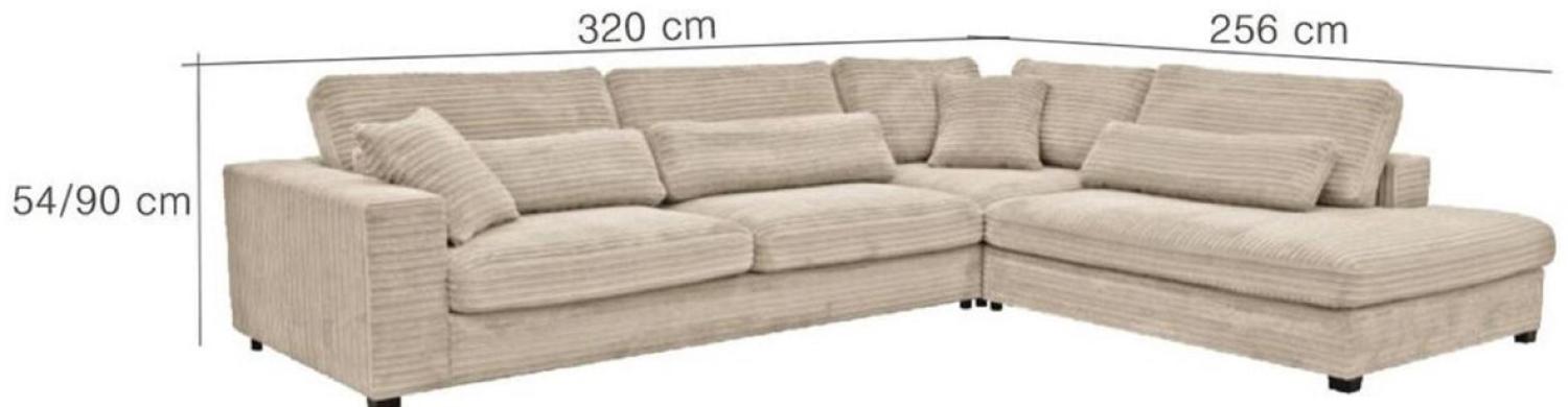 Casa Padrino Luxus Ecksofa 320 x 256 x H. 90 cm - Verschiedene Farben - Modernes Wohnzimmer Cord Sofa mit Kissen - Moderne Wohnzimmer Möbel Bild 1