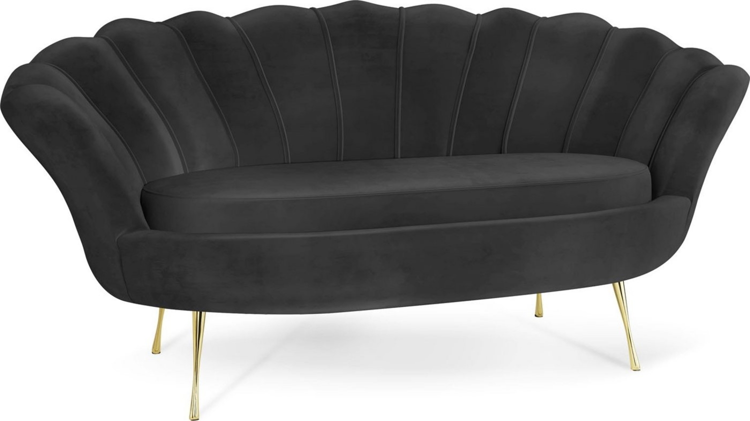 WFL GROUP Sofa Muschel, Samt 2-Sitzer Couch mit Golden oder Silber Metallbeinen Bild 1