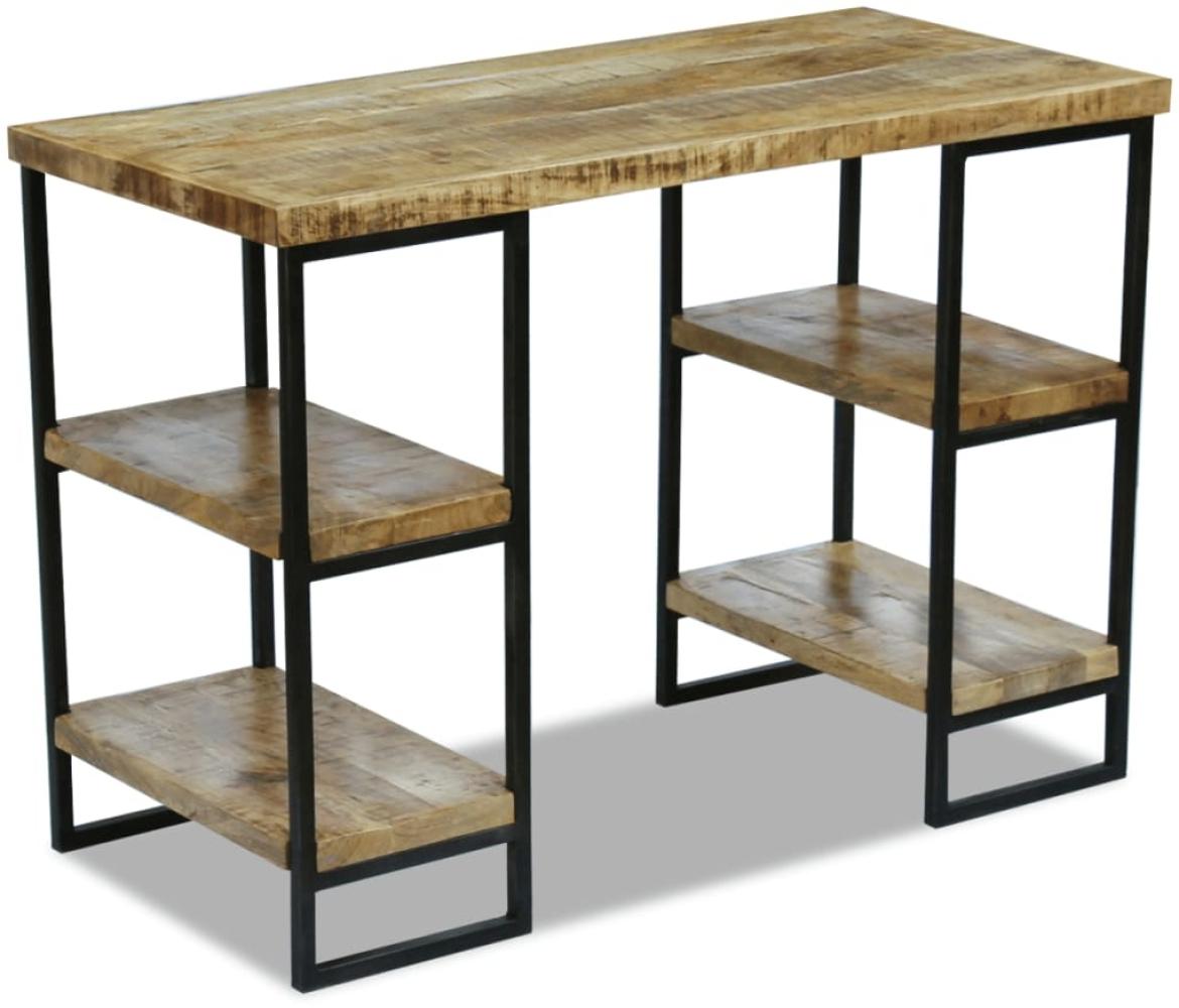 Büroschreibtisch mit Ablagen, Mangoholz/ Stahl, 110 × 50 × 76 cm Bild 1