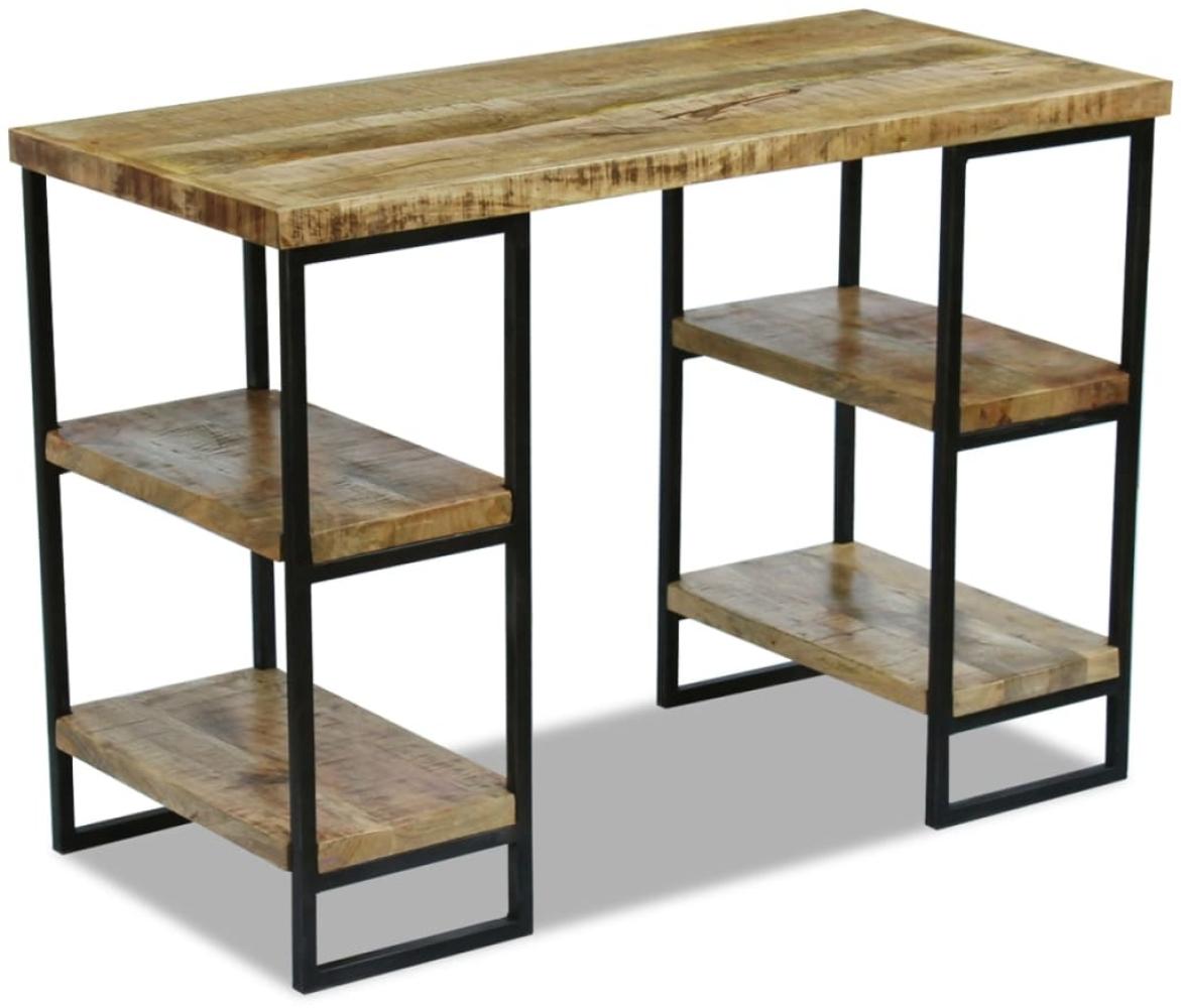 Büroschreibtisch mit Ablagen, Mangoholz/ Stahl, 110 × 50 × 76 cm Bild 1