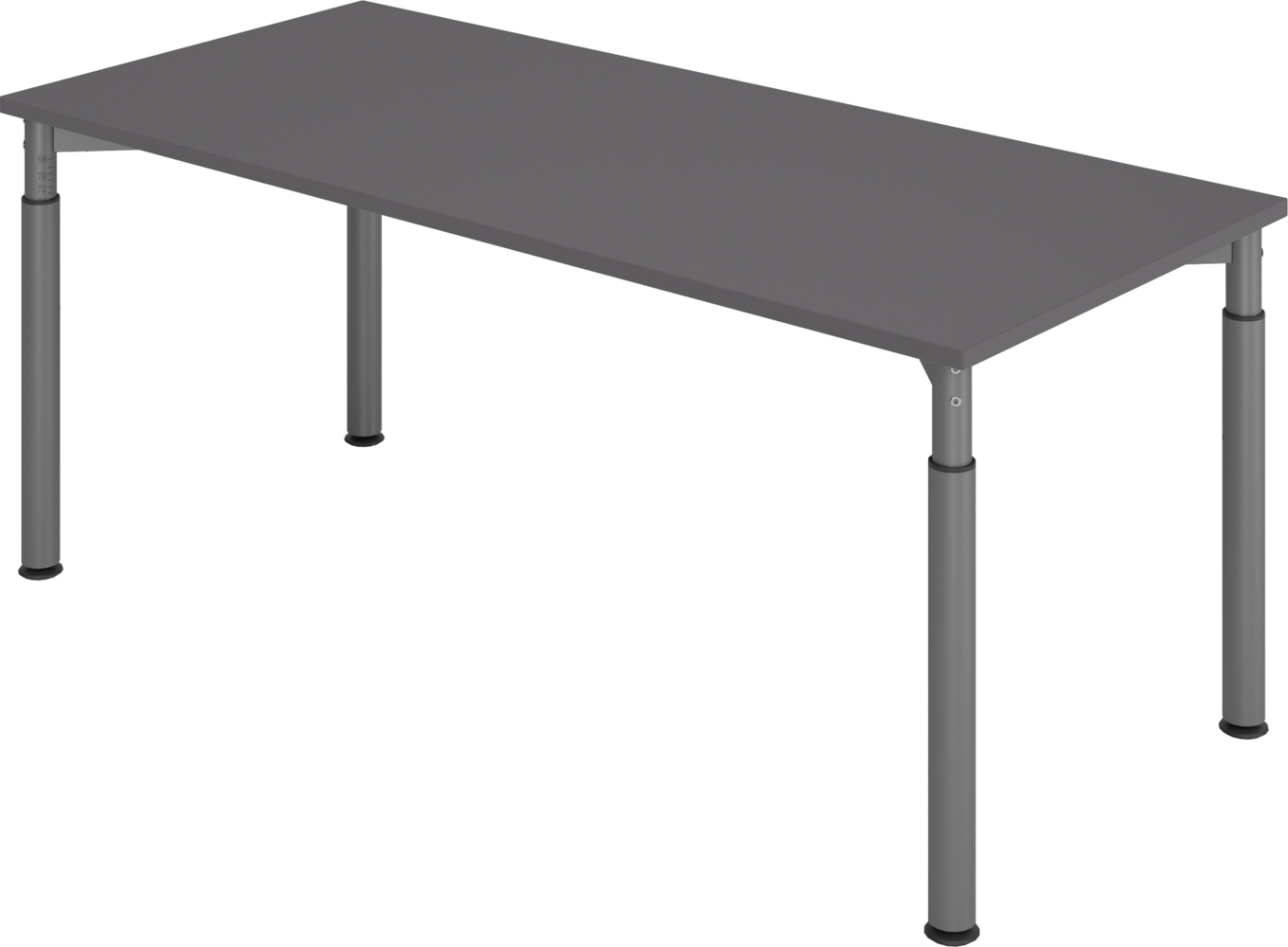 bümö höhenverstellbarer Schreibtisch 180x80 cm in graphit, Gestell graphit - PC Tisch höhenverstellbar & groß, höhenverstellbarer Tisch Büro, großer Computertisch verstellbar, Y-Serie, YS-19-G-G Bild 1