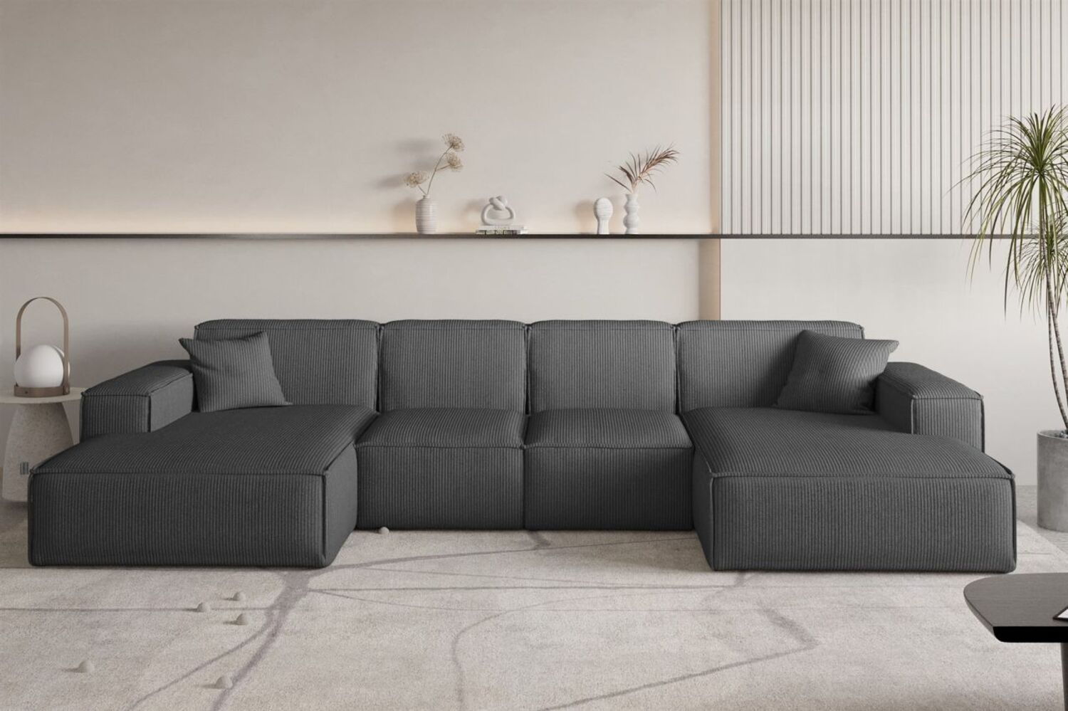 Wohnlandschaft Sofa U-Form CELES PREMIUM XS in Stoff Scala Anthrazit Bild 1