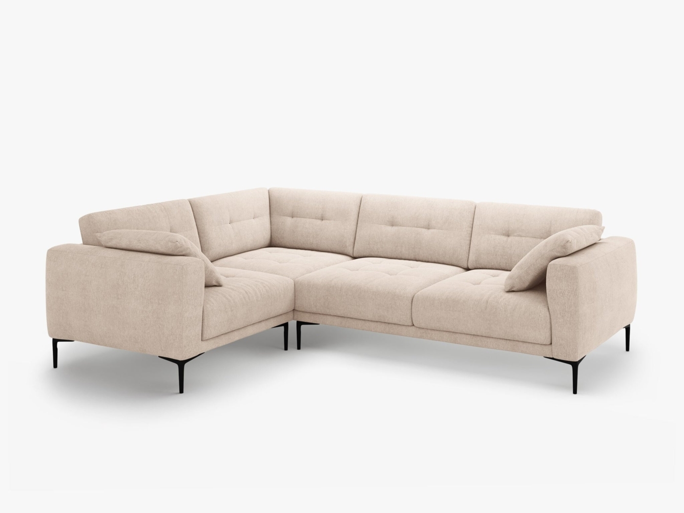 Micadoni Ecksofa Bemy 4-Sitzer Links Strukturierter Stoff Sand Bild 1