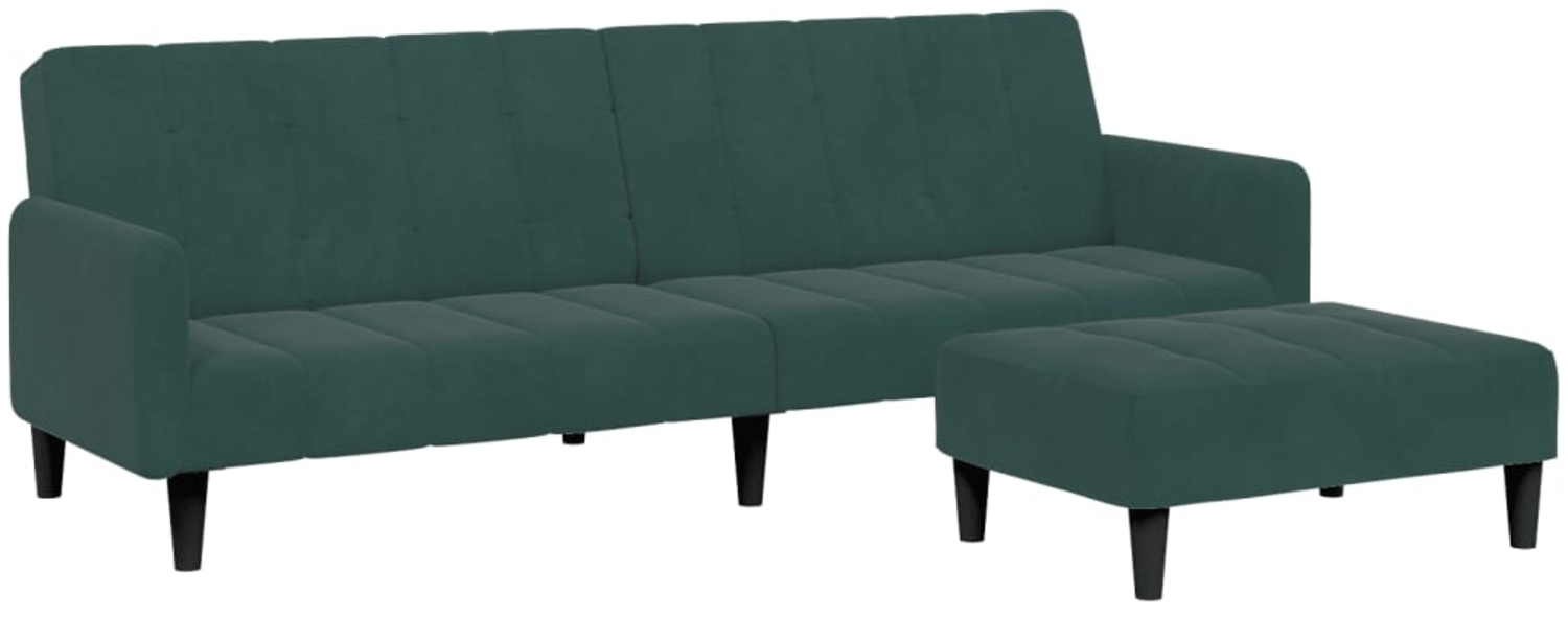 vidaXL Schlafsofa 2-Sitzer mit Fußhocker Dunkelgrün Samt 3258100 Bild 1