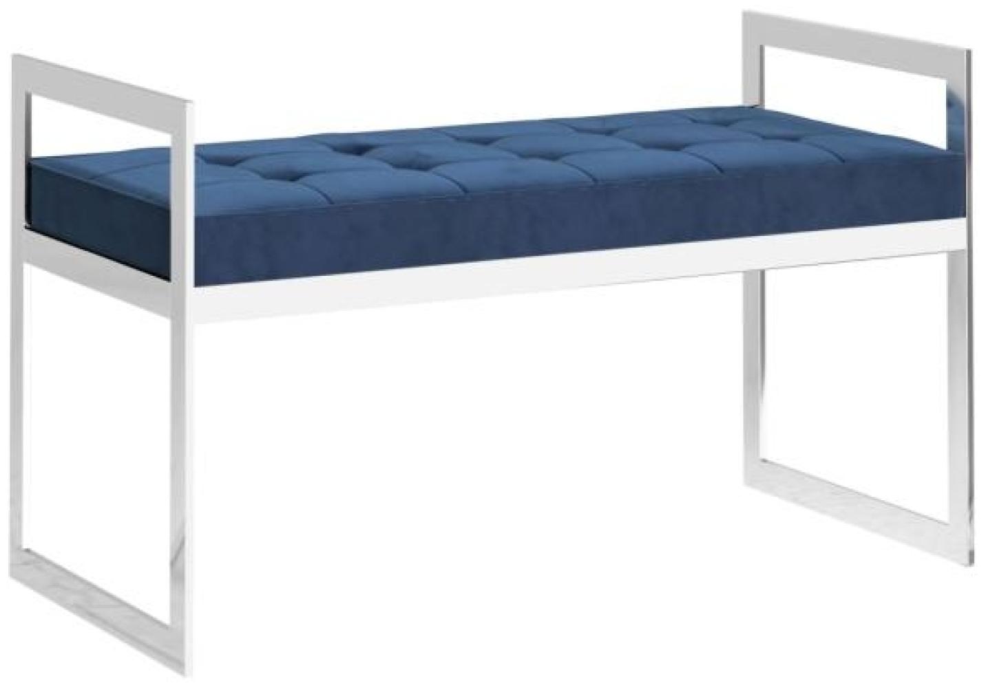 vidaXL Bank 97 cm Blau Samt und Edelstahl [289043] Bild 1