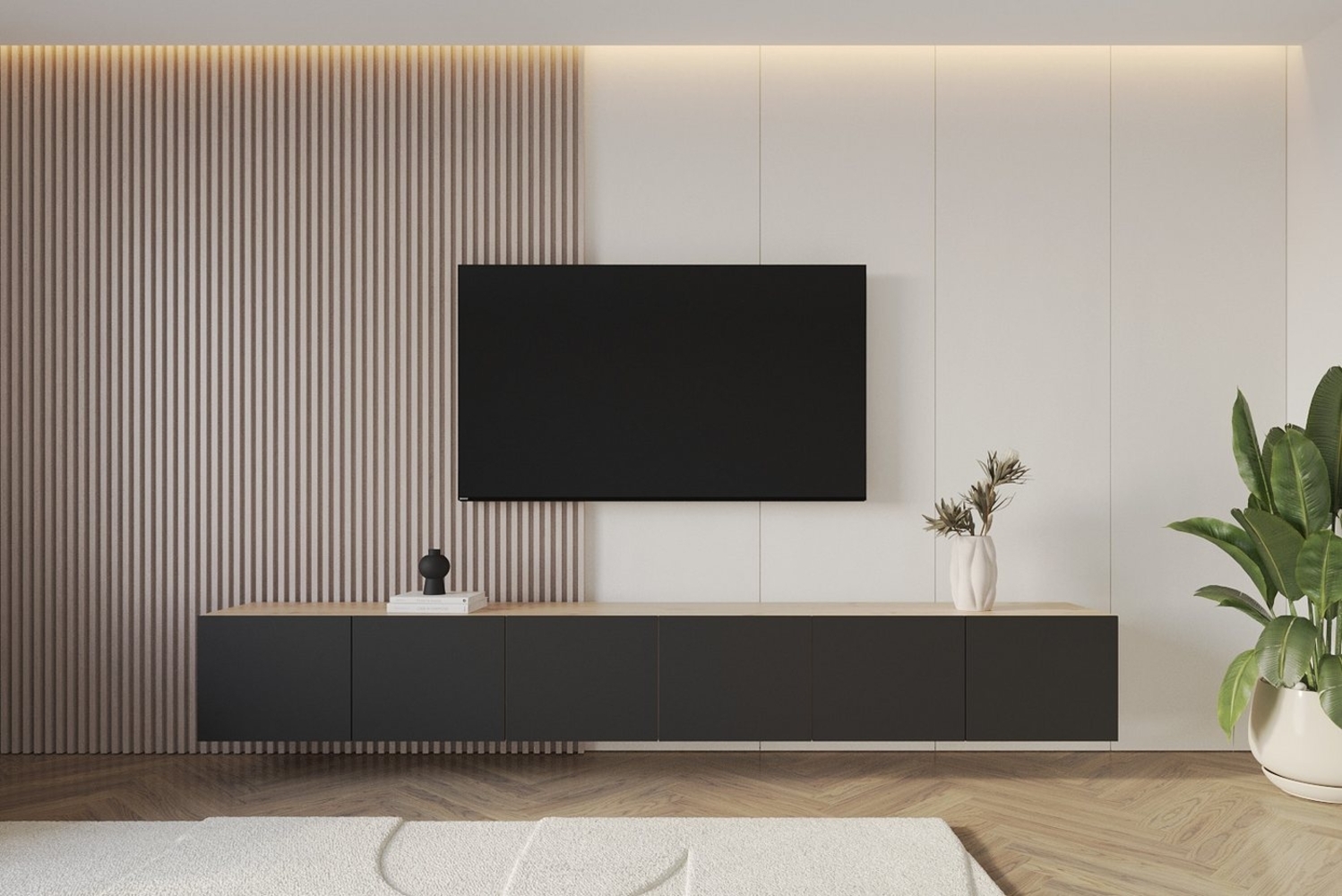 ALTDECOR Lowboard ELIO (3 St, TV-Schrank, TV Möbel, TV Cabinet, Fernsehtisch hängend 3x100cm), Fernseher schrank, TV Kommode, TV Tisch, TV Sideboard, TV Boar Bild 1