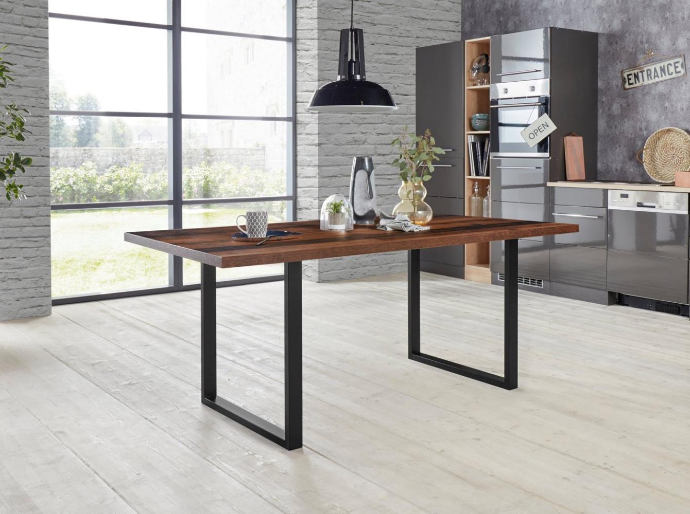 FORTE Tables Esstisch, Holzwerkstoff, Braun/Schwarz, 160 x 74,7 x 90 cm Bild 1