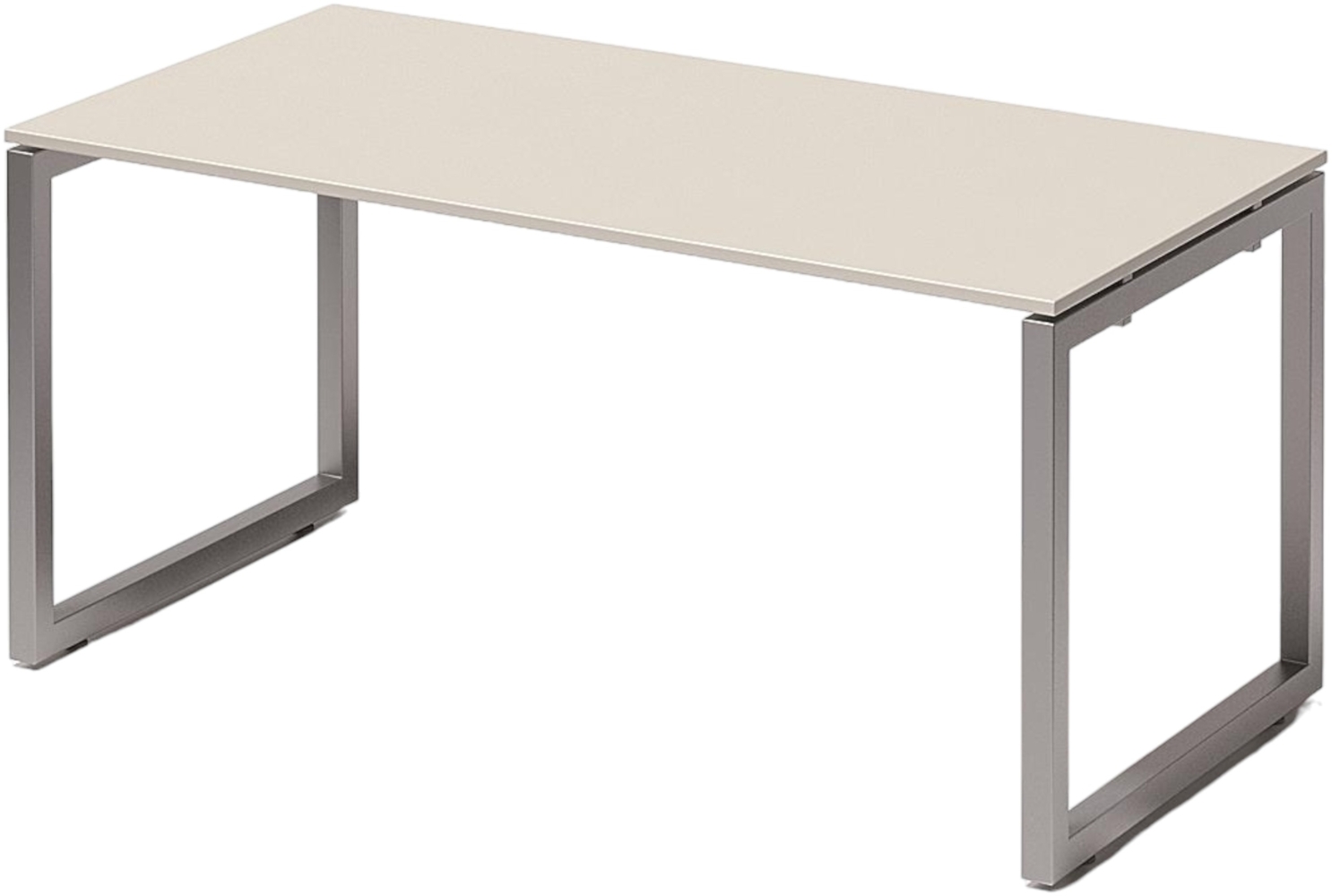 Bisley Cito Schreibtisch 160x80 cm, Tischplatte in grau, O-Gestell in Silber - Bürotisch & Computertisch, PC Tisch für's Büro, Arbeitshöhe: 74 cm, DOF1608-GW-355 Bild 1