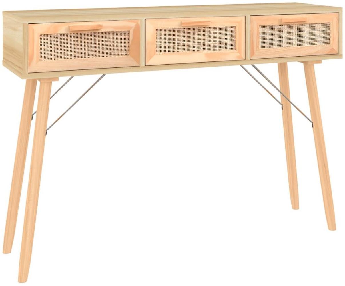 vidaXL Konsolentisch Braun 105x30x75 cm Massivholz Kiefer Natur-Rattan 345629 Bild 1