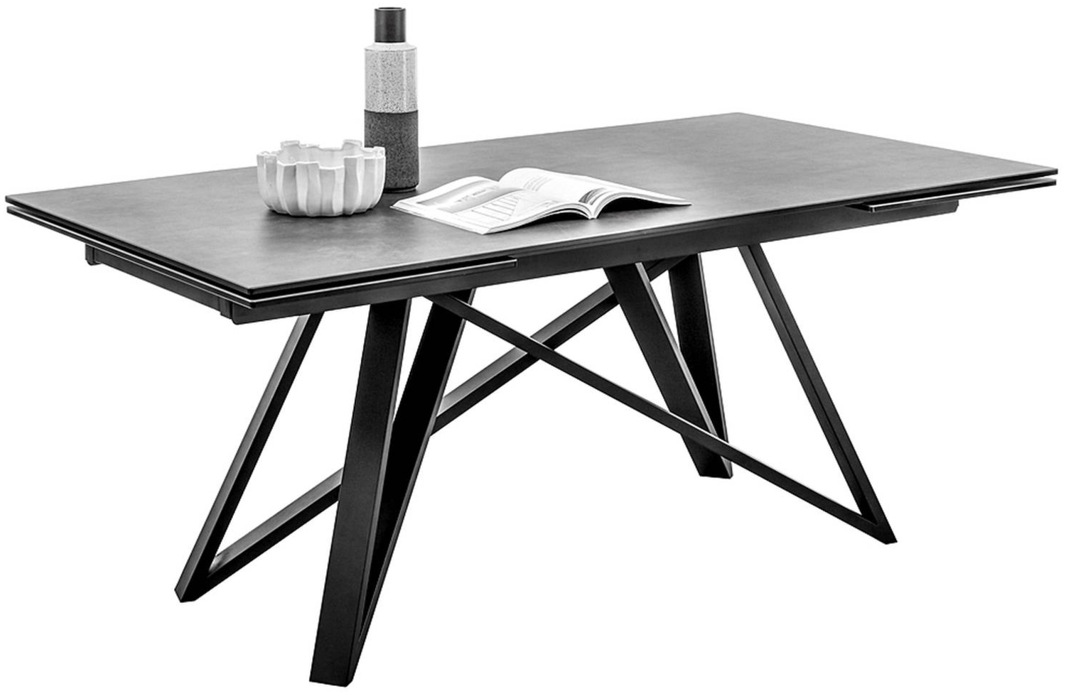 Ausziehtisch AMSTERDAM-119, Industrial Look, schwarz matt, BxHxT: ca. 180-280x75x95 cm Bild 1