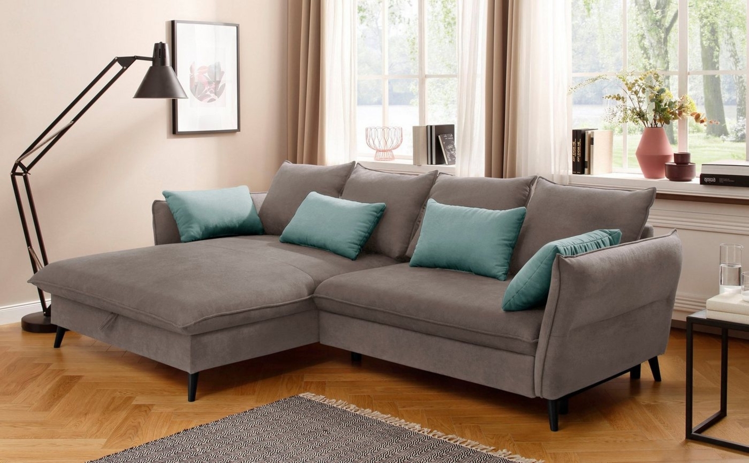Home affaire Ecksofa Tirano, moderne Optik, komfortabel, Breite 274cm,L-Form, wahlweise mit Bettfunktion und Bettkasten Bild 1