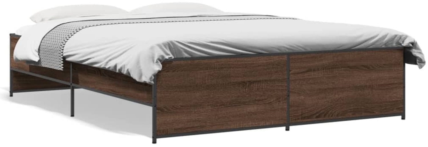 vidaXL Bettgestell Braun Eichen-Optik 150x200 cm Holzwerkstoff Metall 3279886 Bild 1