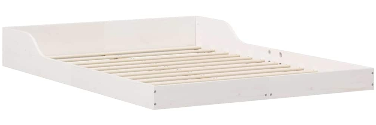 vidaXL Bettrahmen Weiß 135 x 190 cm Massives Kiefernholz 873323 Bild 1