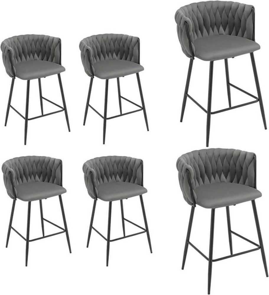 EUGAD Barhocker (6 St, 6er Set), Samt, gepolsterter Küchenhocker mit Fußstütze Bild 1