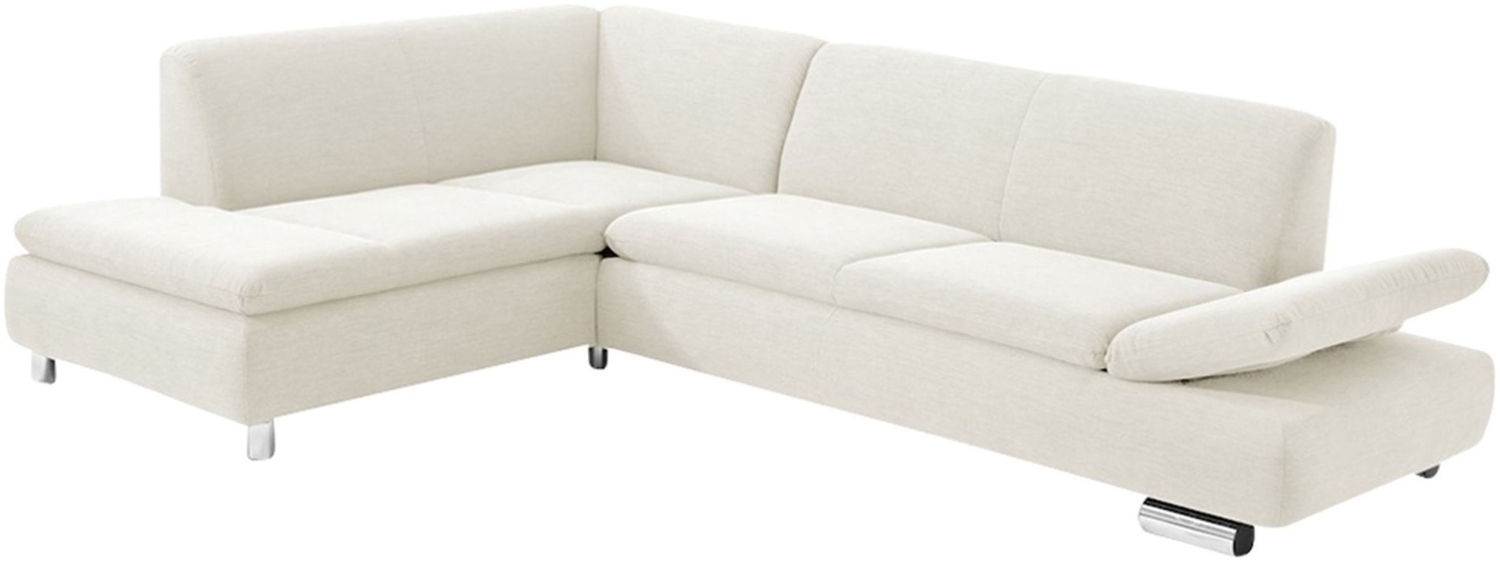 Ecksofa mit Ottomane links Kaye Bezug feines Strukturgewebe Metallfuß verchromt / creme 23063 Bild 1