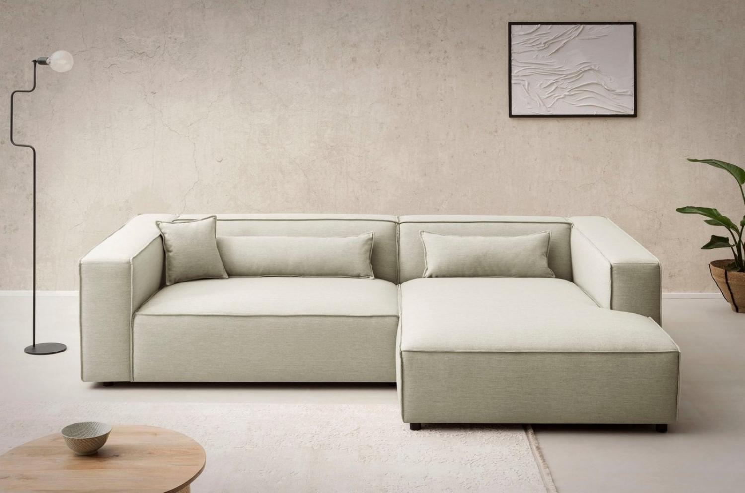 LeGer Home by Lena Gercke Ecksofa PIARA XXL, Big-Sofa in Cord oder Leinenoptik, L-Form, mit Kedernaht, wahlweise Ottomane rechts/links, schwarze Füße, extra tiefe Sitzfläche Bild 1