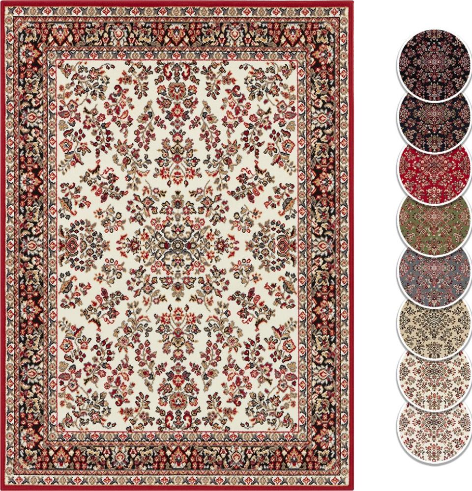 Kurzflor Orient Teppich Zabul - 160x220x0,8cm - rot, creme Bild 1