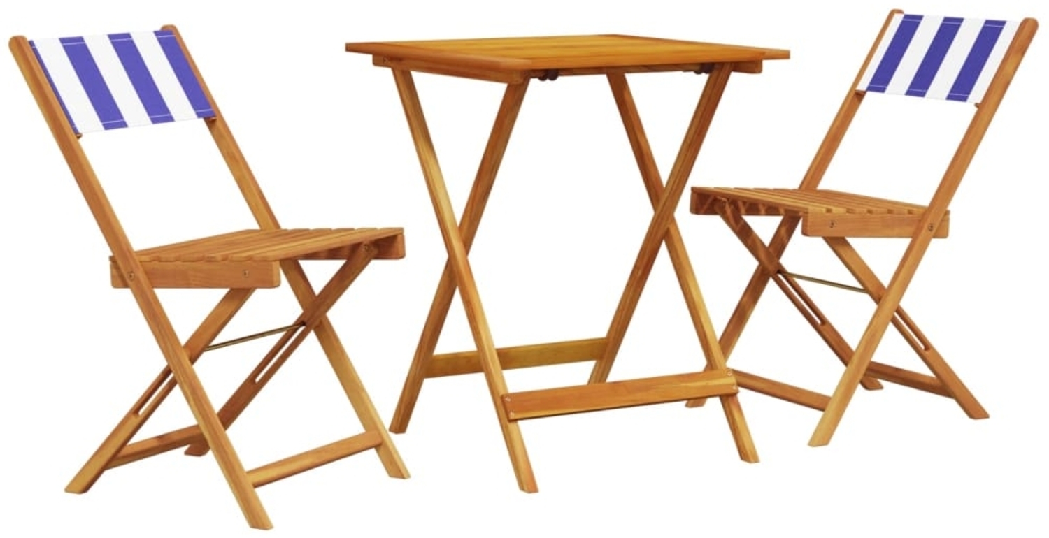 vidaXL 3-tlg. Bistro-Set Blau und Weiß Stoff und Massivholz 3281765 Bild 1