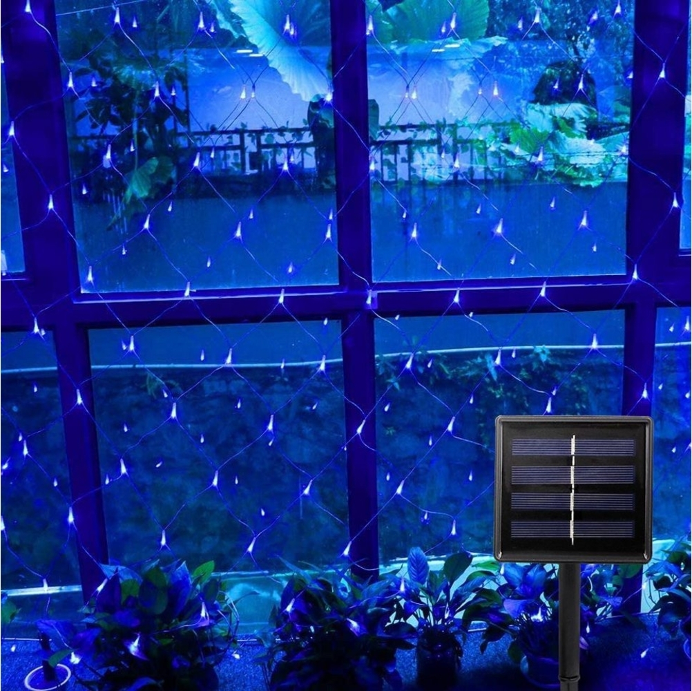 Sunicol LED Solarleuchte 1.5x1.5M/3x2M, Solar LED String Light,Wasserdichte Lichterkette, Warmes Weiß, Weiß, Multicolor, Blau, mit 8 Modi,für Haus Gärten Hinterhof Patio Landschaft Bild 1