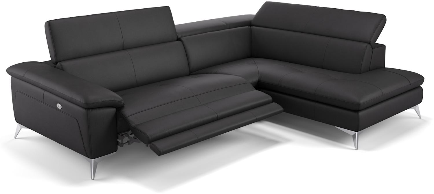 Sofanella Ledercouch STELLA Ledersofa Ecksofa Wohnlandschaft in Schwarz Bild 1