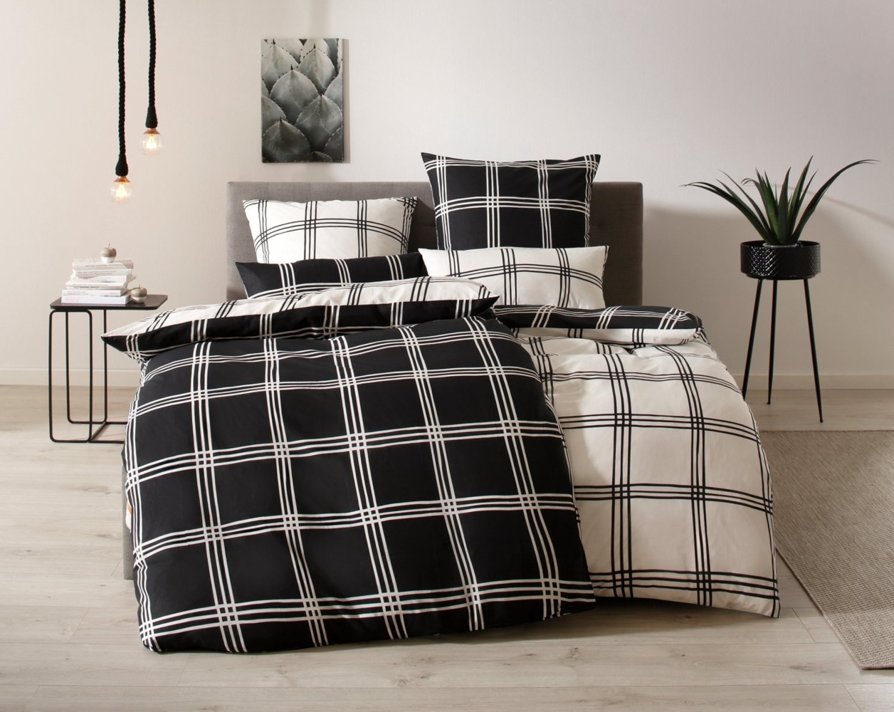 my home Wendebettwäsche Karo, Linon, 2 teilig, karierte Bettwäsche aus Baumwolle, Bettwäsche mit Wendeoptik Bild 1