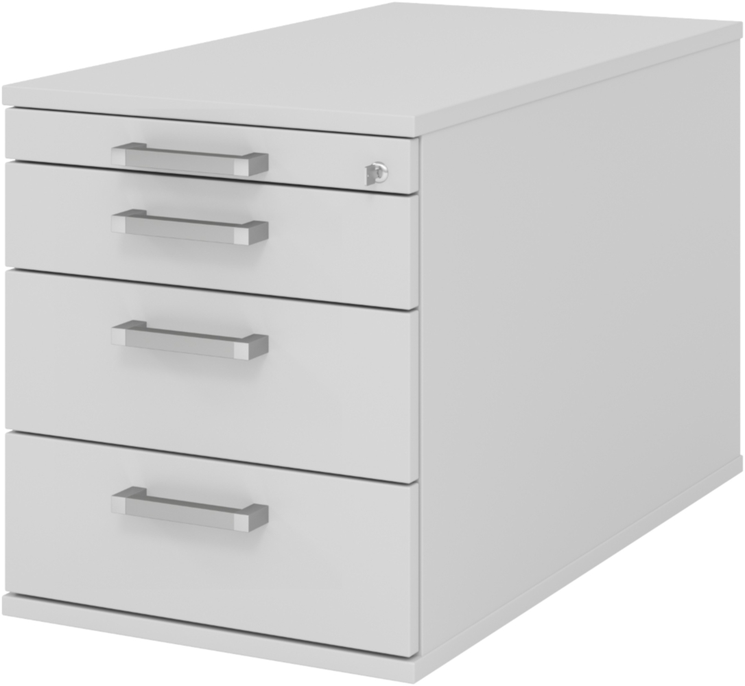 bümö Rollcontainer mit Schubladen, Container abschließbar aus Holz in grau - Rollwagen für's Büro als Schreibtisch Unterschrank, Bürocontainer od. Schreibtischcontainer mit Chromgriffe, TC30-5-5-CE Bild 1