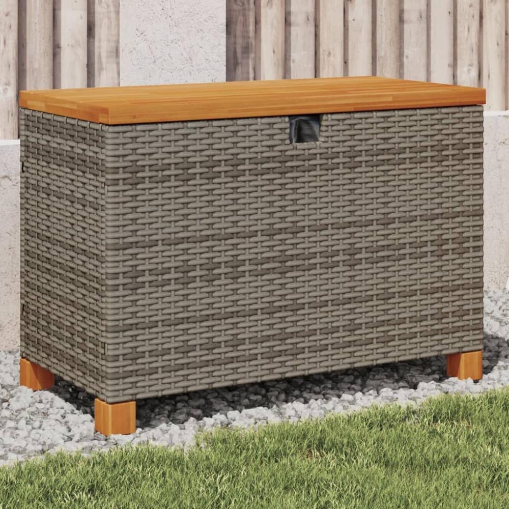 vidaXL Gartentruhe Grau 80x40x48 cm Poly Rattan Akazienholz 366283 Bild 1