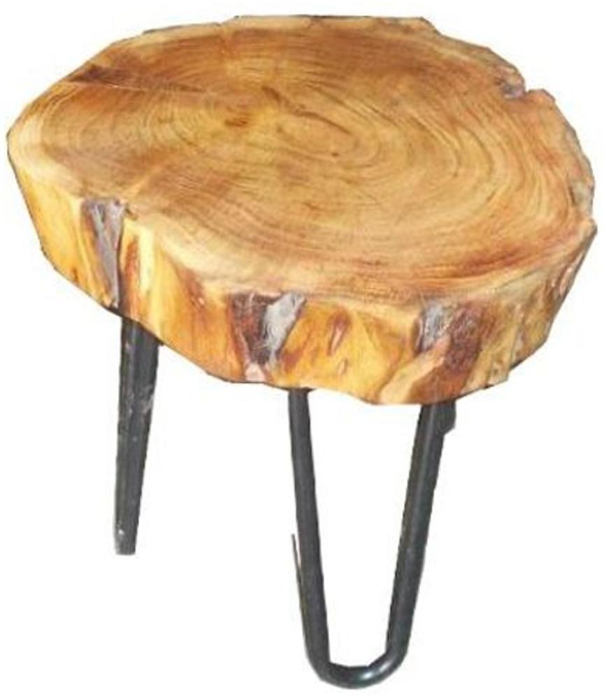 Casa Padrino Beistelltisch Akazien Holz / Eisen 33 - 45 cm - Industrial Möbel Hocker Tisch Bild 1