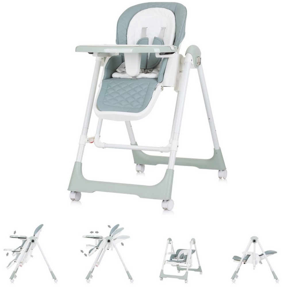 Chipolino Kinderhochstuhl 2 in 1 Milk Shake, verstellbar, Babyschaukel, Räder grün Bild 1