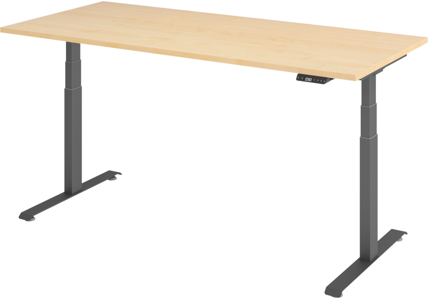 bümö höhenverstellbarer Schreibtisch 180x80 cm in Ahorn, Gestell graphit - Höhenverstellbar Elektrisch Stehpult mit 3-fach Speicher, Computertisch, Ergonomischer Steh-Sitz Tisch, Bürotisch, LXK65-19-3-G Bild 1