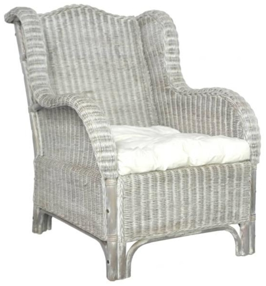 vidaXL Sessel mit Kissen Grau Natur-Rattan und Leinen [325464] Bild 1