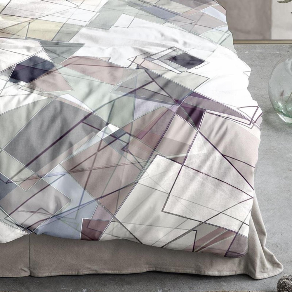 Irisette Wave Mako-Satin Bettwäsche 155x220 Rauten Mosaik Abstrakt grau 8889-80 Bild 1