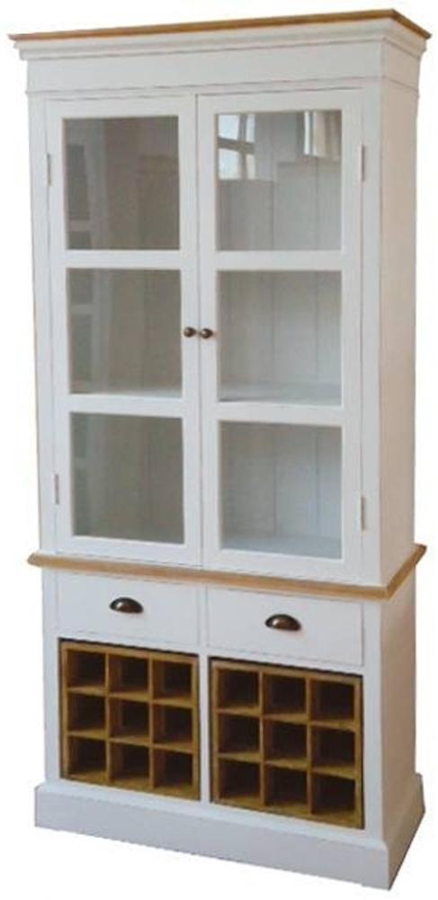 Casa Padrino Landhausstil Vitrinenschrank Antik Weiß / Naturfarben 88 x 38 x H. 195 cm - Landhausstil Kollektion Bild 1