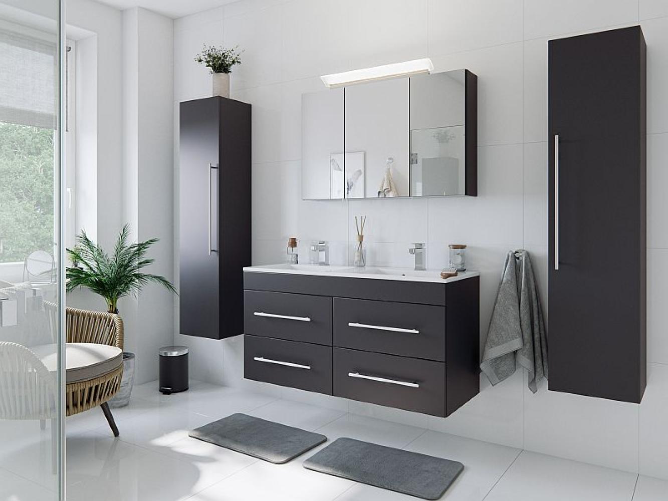 Posseik Badezimmer Badmöbel-Set Argos 4-teilig anthrazit seidenglanz Bild 1
