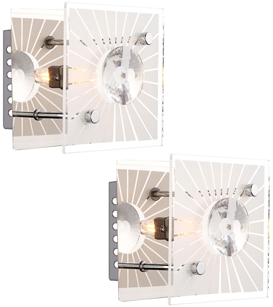 2er Set LED Wandleuchte, Chrom, Kristalle klar, satiniert, L 11cm Bild 1