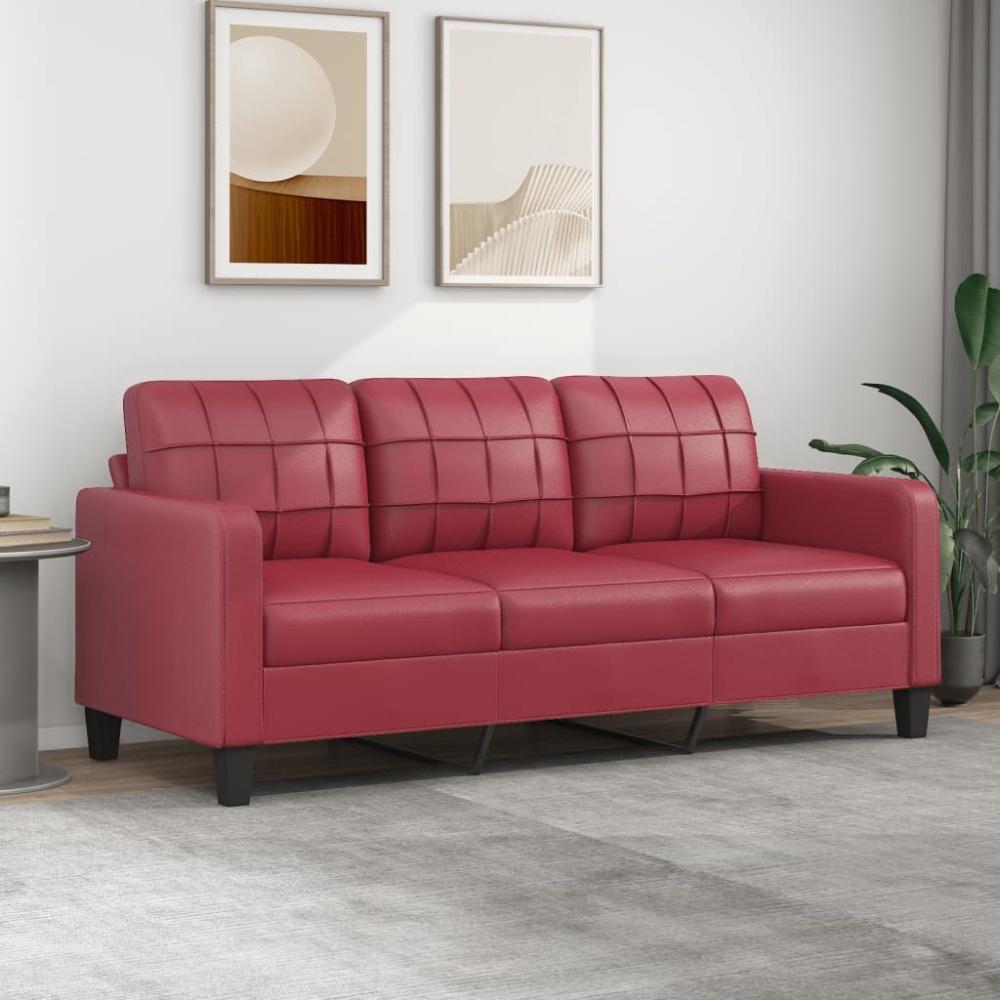 vidaXL 3-Sitzer-Sofa Weinrot 180 cm Kunstleder 359125 Bild 1